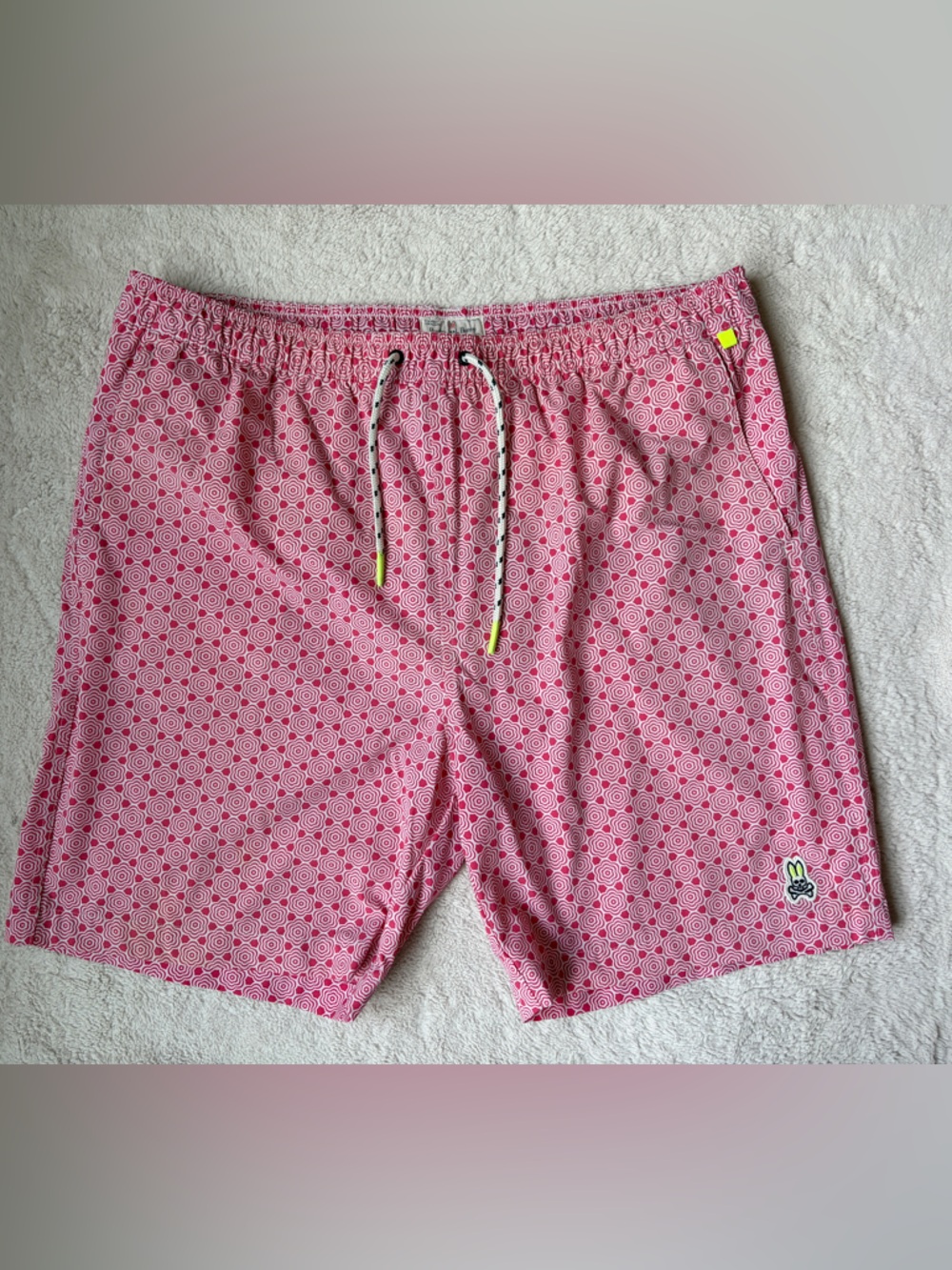 Psycho Bunny Pink Geometric Men's Swim Shorts